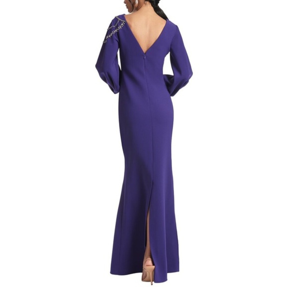 Sachin & Babi NEW Giselle Crepe Embellished Gown Amethyst Purple $1,095 Size 2 - Picture 9 of 13